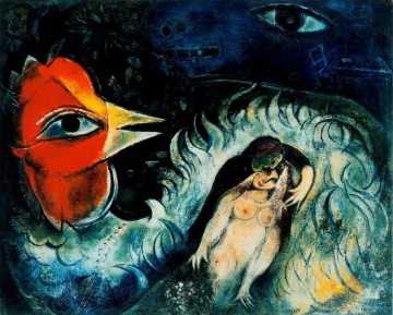 El gallo enamorado contemporáneo de Marc Chagall Pinturas al óleo